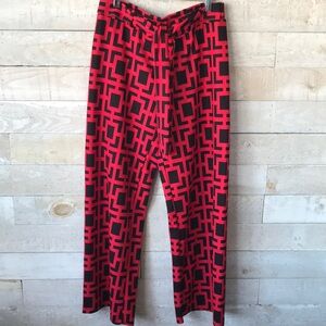 Abstract print wide leg dress pants